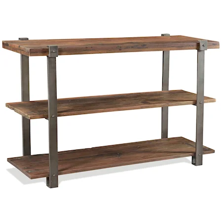 Rustic Console Table with 2 Shelves